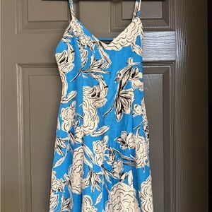 Zara Blue and Cream Floral Mini Dress